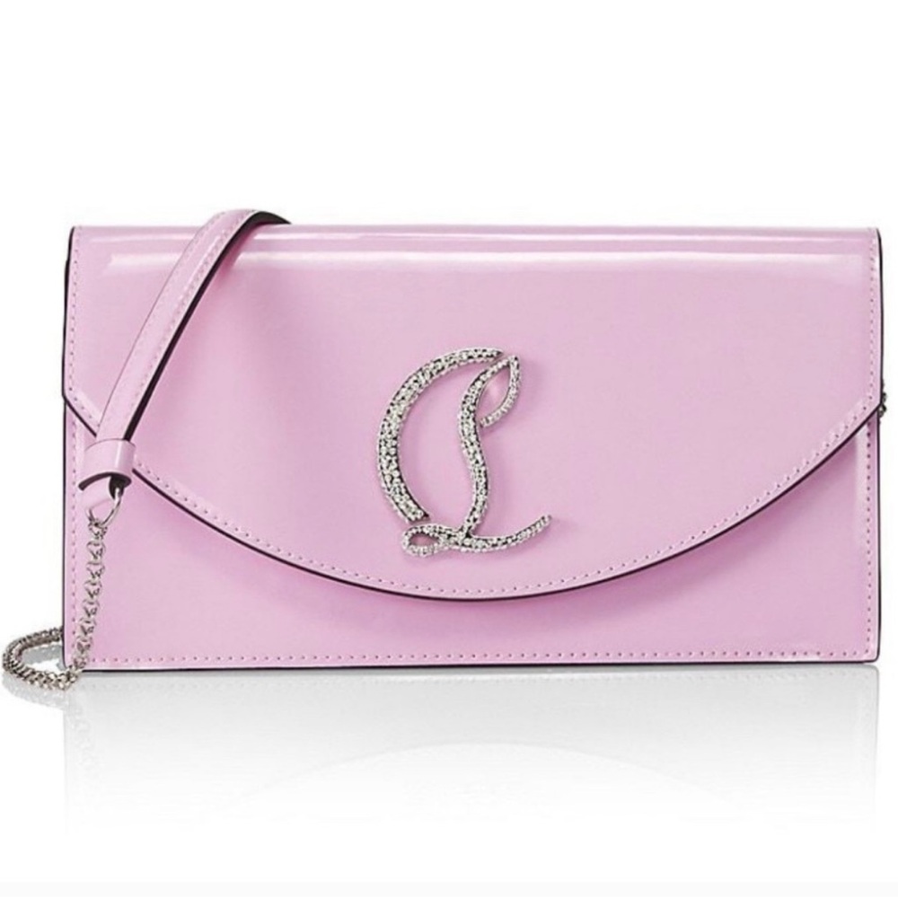 CHRISTIAN LOUBOUTIN  Loubi54 Patent Leather Clutch-On-Chain - Pinkador